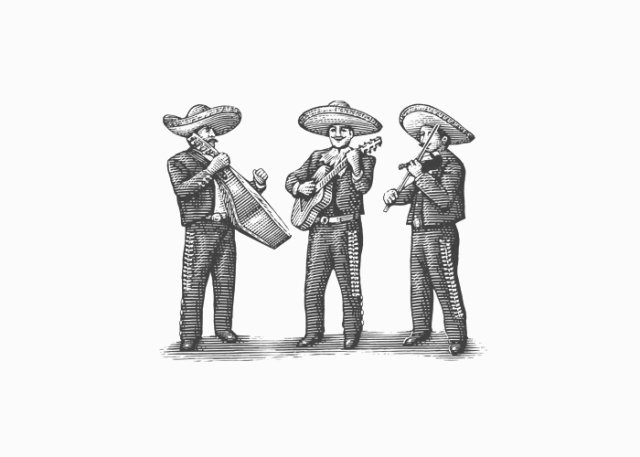 mariachi woodcut